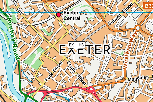 EX1 1HB map - OS VectorMap District (Ordnance Survey)