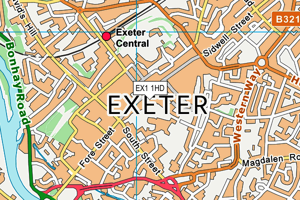 EX1 1HD map - OS VectorMap District (Ordnance Survey)