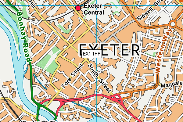 EX1 1HF map - OS VectorMap District (Ordnance Survey)