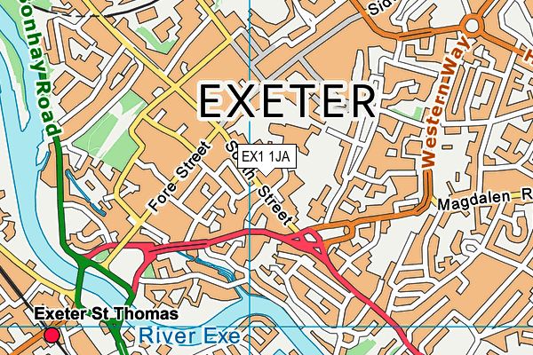 EX1 1JA map - OS VectorMap District (Ordnance Survey)