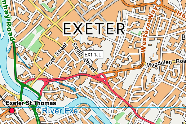 EX1 1JL map - OS VectorMap District (Ordnance Survey)