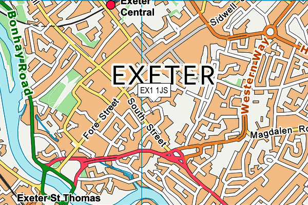EX1 1JS map - OS VectorMap District (Ordnance Survey)