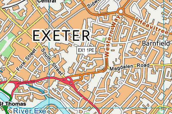 EX1 1PE map - OS VectorMap District (Ordnance Survey)