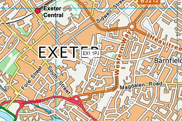 EX1 1PJ map - OS VectorMap District (Ordnance Survey)