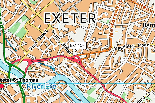 EX1 1QF map - OS VectorMap District (Ordnance Survey)
