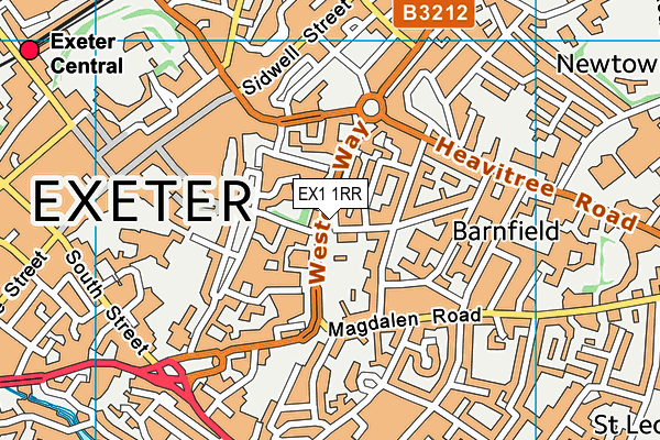 EX1 1RR map - OS VectorMap District (Ordnance Survey)