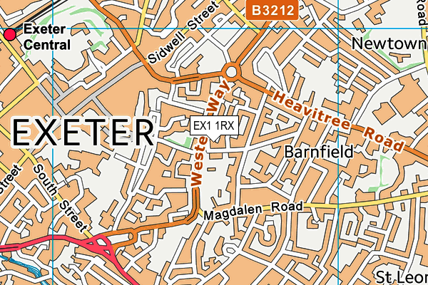 EX1 1RX map - OS VectorMap District (Ordnance Survey)
