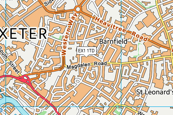 EX1 1TD map - OS VectorMap District (Ordnance Survey)