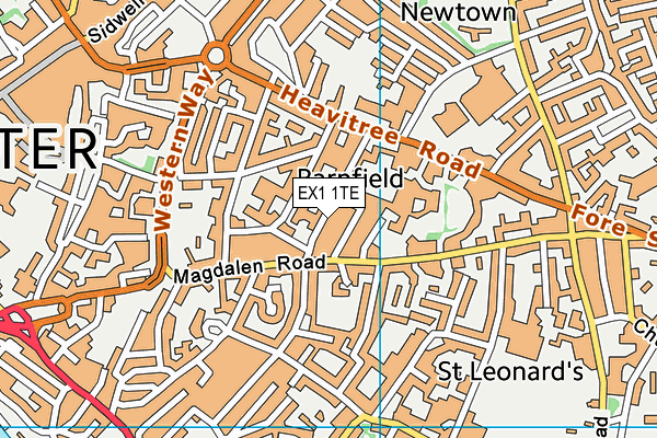 EX1 1TE map - OS VectorMap District (Ordnance Survey)