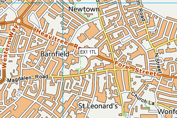 EX1 1TL map - OS VectorMap District (Ordnance Survey)