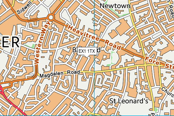 EX1 1TX map - OS VectorMap District (Ordnance Survey)