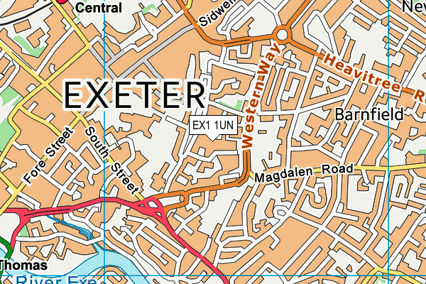 EX1 1UN map - OS VectorMap District (Ordnance Survey)