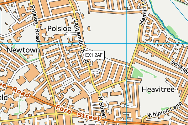 EX1 2AF map - OS VectorMap District (Ordnance Survey)