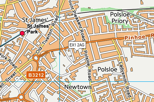 EX1 2AG map - OS VectorMap District (Ordnance Survey)