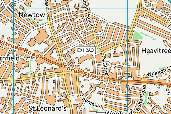 EX1 2AQ map - OS VectorMap District (Ordnance Survey)