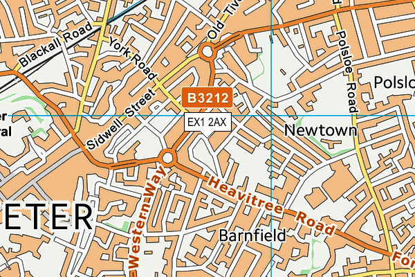 EX1 2AX map - OS VectorMap District (Ordnance Survey)