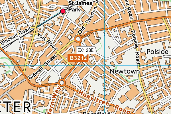 EX1 2BE map - OS VectorMap District (Ordnance Survey)