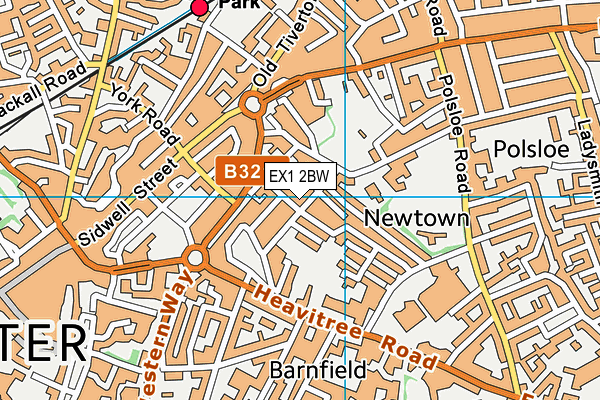 EX1 2BW map - OS VectorMap District (Ordnance Survey)