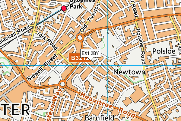 EX1 2BY map - OS VectorMap District (Ordnance Survey)