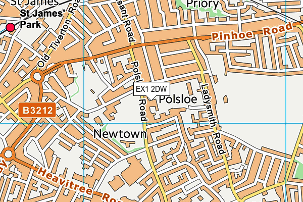 EX1 2DW map - OS VectorMap District (Ordnance Survey)