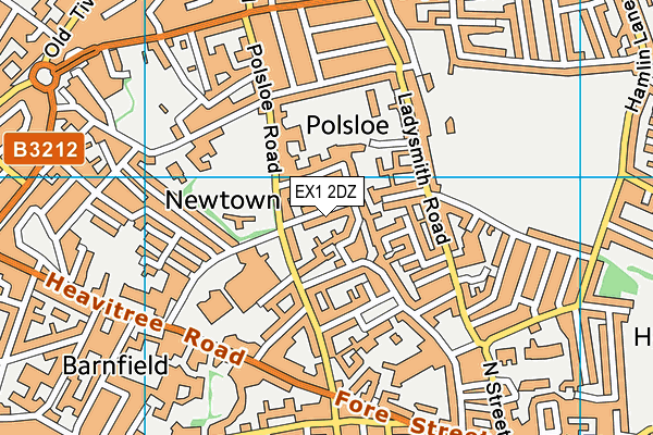 EX1 2DZ map - OS VectorMap District (Ordnance Survey)