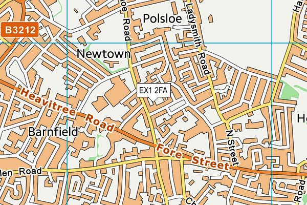 EX1 2FA map - OS VectorMap District (Ordnance Survey)