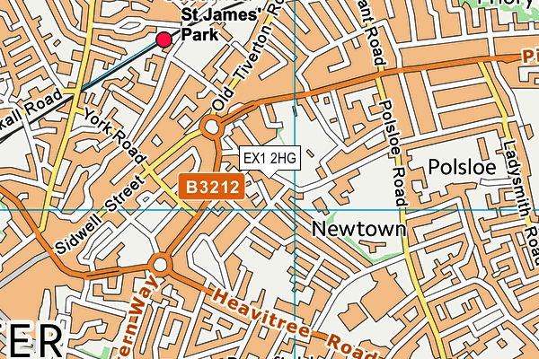 EX1 2HG map - OS VectorMap District (Ordnance Survey)