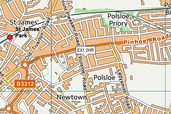 EX1 2HR map - OS VectorMap District (Ordnance Survey)