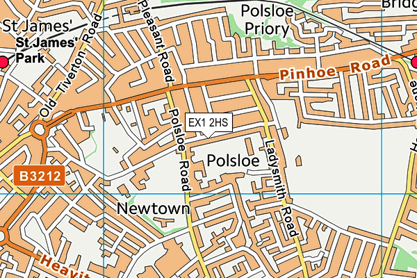 EX1 2HS map - OS VectorMap District (Ordnance Survey)