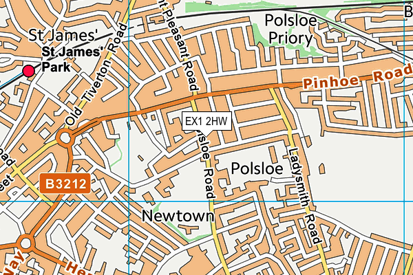 EX1 2HW map - OS VectorMap District (Ordnance Survey)