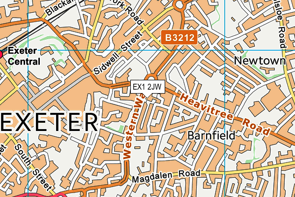 EX1 2JW map - OS VectorMap District (Ordnance Survey)