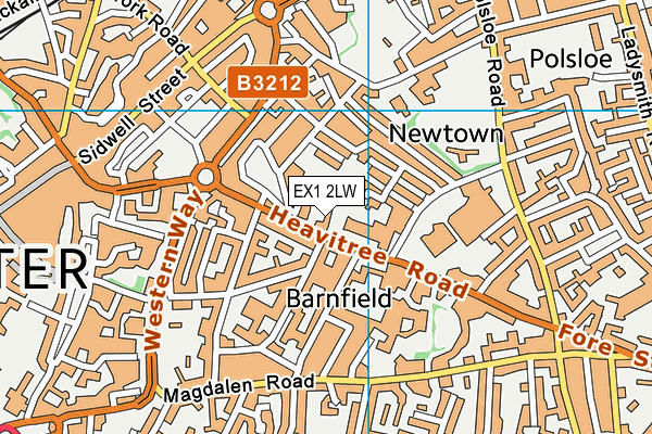 EX1 2LW map - OS VectorMap District (Ordnance Survey)