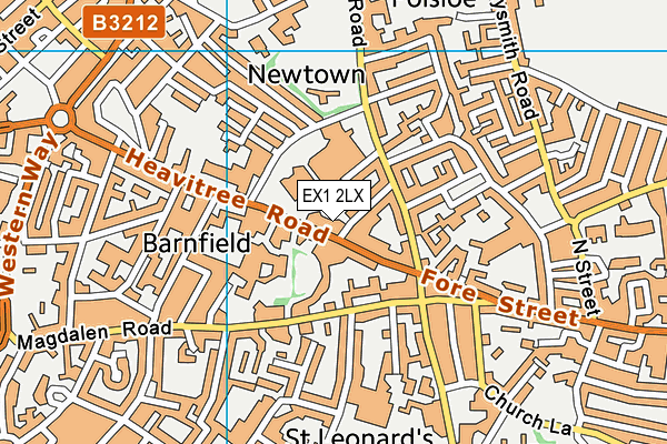 EX1 2LX map - OS VectorMap District (Ordnance Survey)