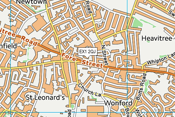 EX1 2QJ map - OS VectorMap District (Ordnance Survey)