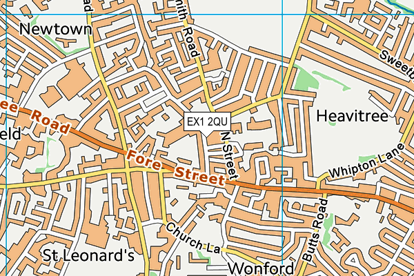 EX1 2QU map - OS VectorMap District (Ordnance Survey)