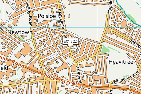 EX1 2QZ map - OS VectorMap District (Ordnance Survey)