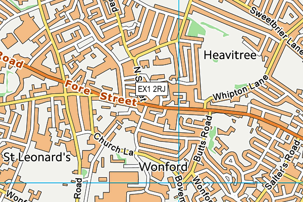 EX1 2RJ map - OS VectorMap District (Ordnance Survey)