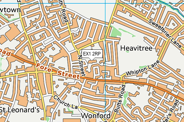 EX1 2RP map - OS VectorMap District (Ordnance Survey)