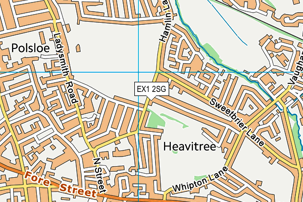 EX1 2SG map - OS VectorMap District (Ordnance Survey)