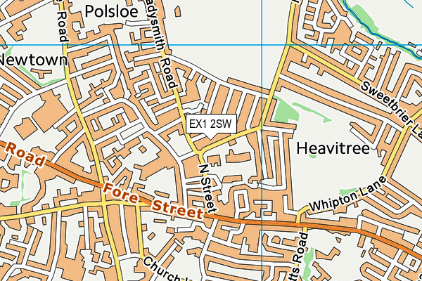 EX1 2SW map - OS VectorMap District (Ordnance Survey)