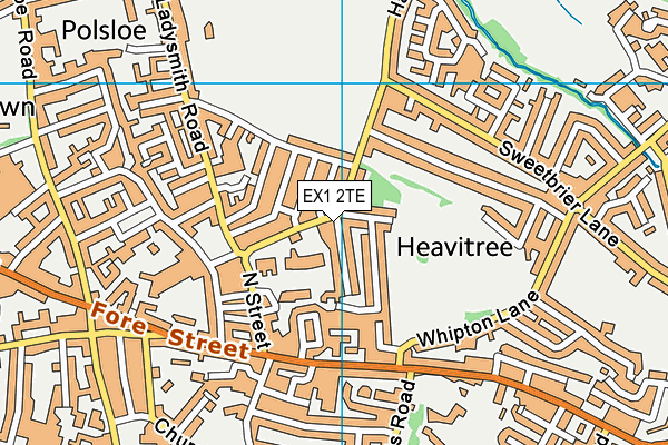 EX1 2TE map - OS VectorMap District (Ordnance Survey)