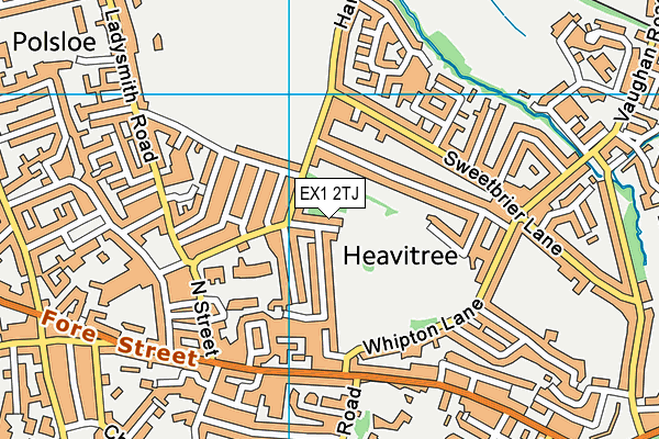 EX1 2TJ map - OS VectorMap District (Ordnance Survey)