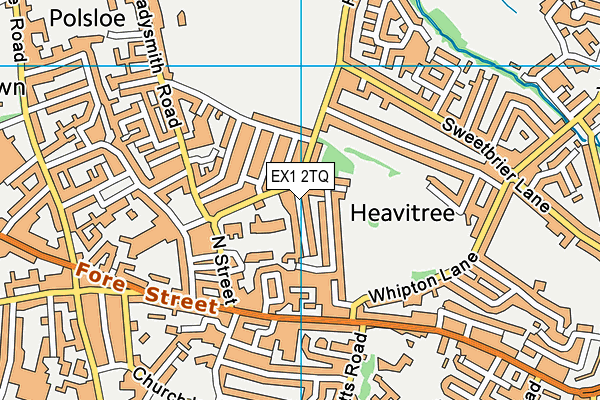 EX1 2TQ map - OS VectorMap District (Ordnance Survey)