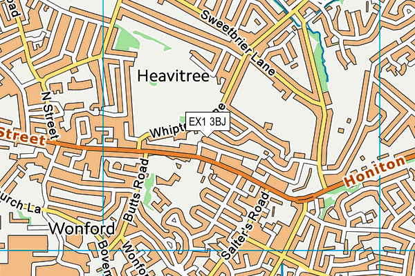 EX1 3BJ map - OS VectorMap District (Ordnance Survey)