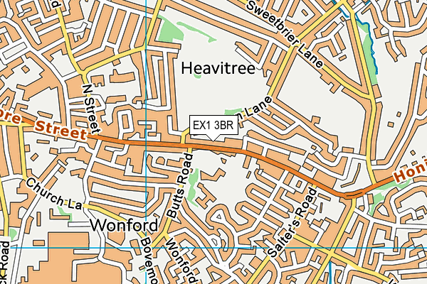 EX1 3BR map - OS VectorMap District (Ordnance Survey)