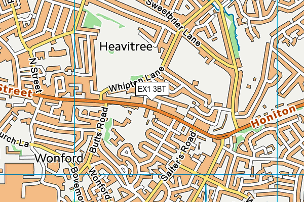 EX1 3BT map - OS VectorMap District (Ordnance Survey)