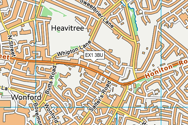 EX1 3BU map - OS VectorMap District (Ordnance Survey)