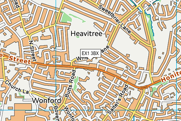 EX1 3BX map - OS VectorMap District (Ordnance Survey)