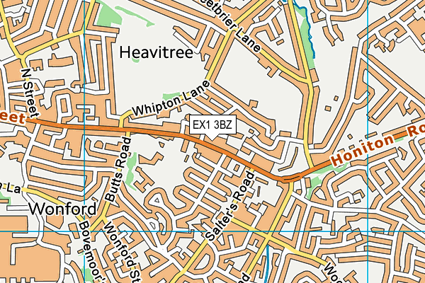 EX1 3BZ map - OS VectorMap District (Ordnance Survey)