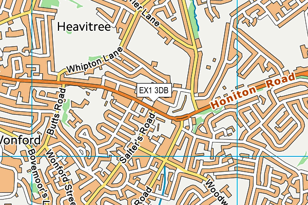 EX1 3DB map - OS VectorMap District (Ordnance Survey)